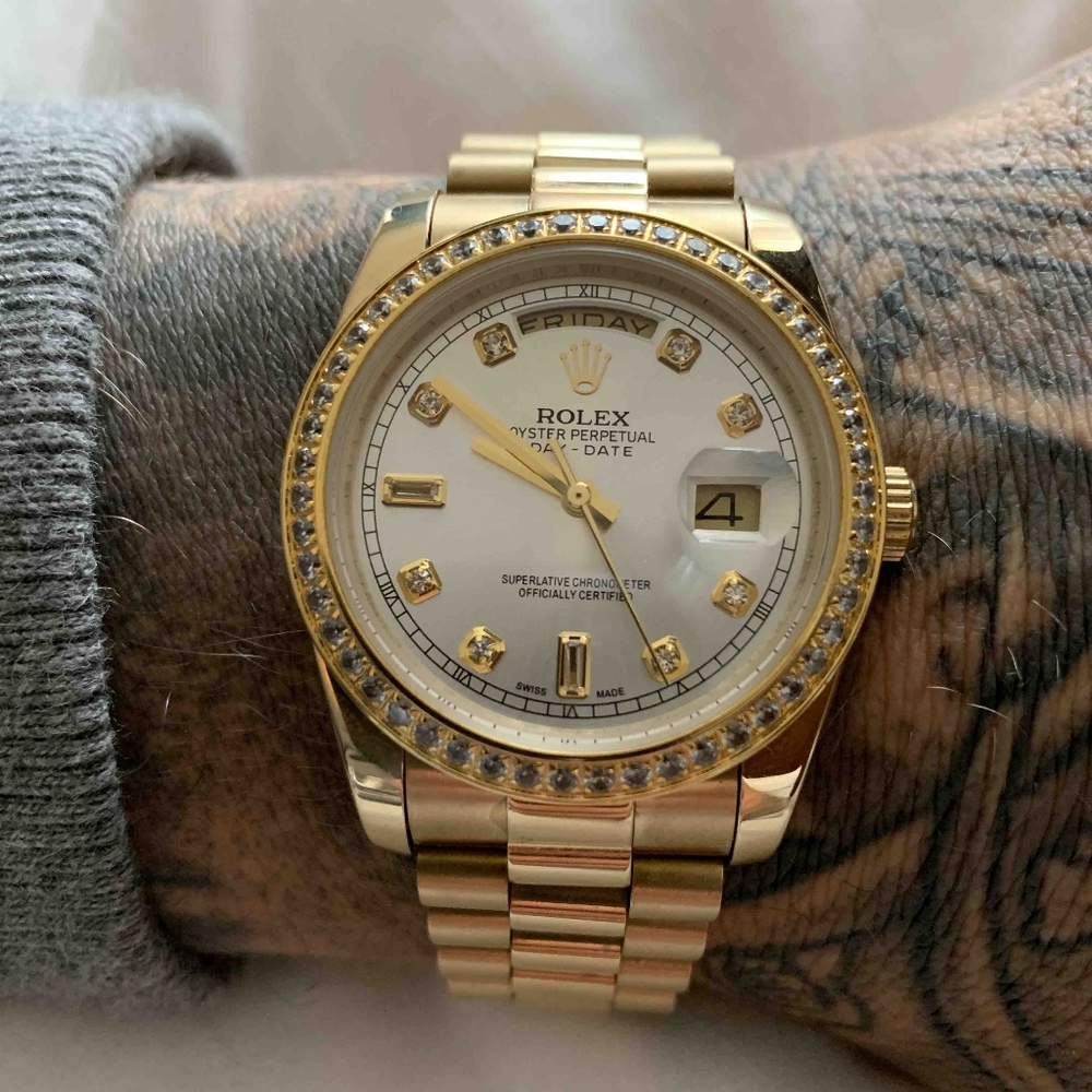 18k Gold Rolex president day date men's watch 36mm